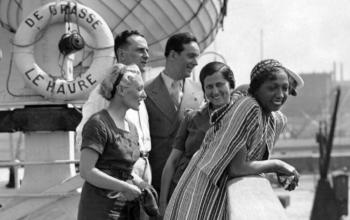 Joséphine Baker à bord du « De Grasse », Marseille juin 1935. Photographie de Fernand Detaille
